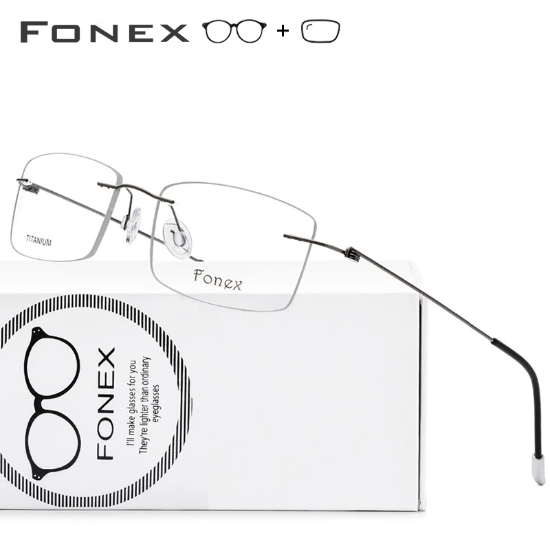

Rimless Titanium Alloy Ultralight Square Eyeglasses Prescription Glasses Women Myopia Optical Frame Screwless Eyewear Men