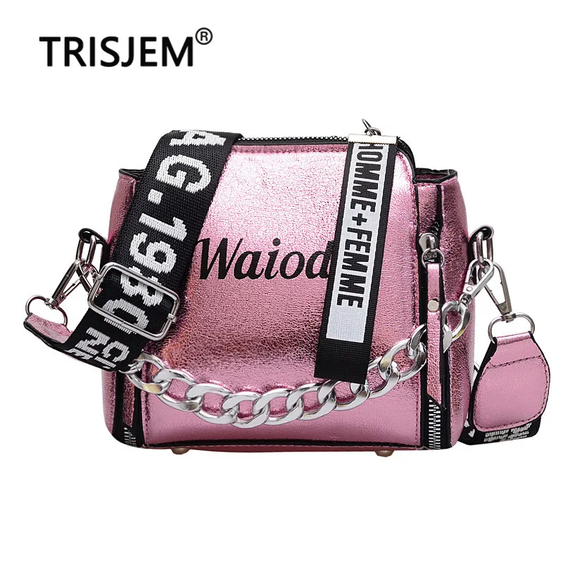 

Women Chains Bags Fashion Luxury Shoulder Handbags Female Silver Crossbody Bag 2019 Letter Mini Flap Party Purse bolsa feminina
