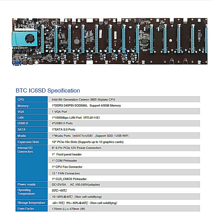 ETH плата для майнинга GPU12 13 видеокарта PCI-E X16 DDR3 M-SATA SSD in-line материнская плата поддерживает A/N Графический интегрированный процессор