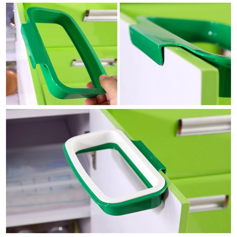 New 1Pc Kitchen Gadgets Cabinet Door Garbage Bag Shelf Kitchen Tools Rack Hanging Storage Trash Rack Accessories Goods A