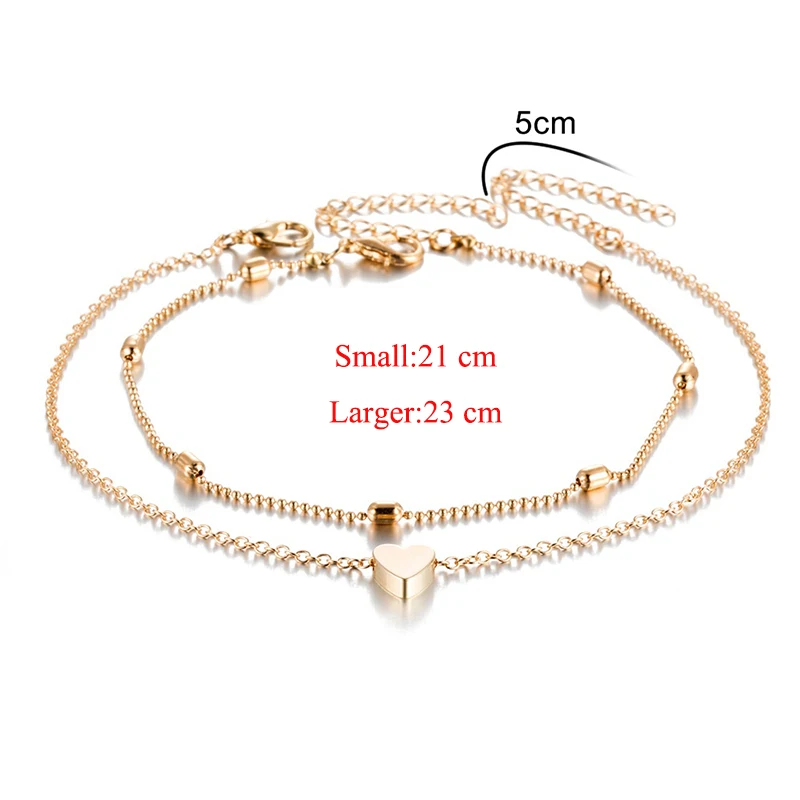 Qevila Simple Heart Female Anklets Barefoot Crochet Sandal Foot Ankle Bracelets Jewelry Leg Anklets On Foot For Women leg Chain  (5)