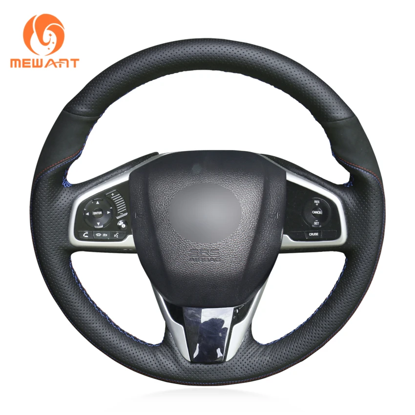 MEWANT Black Suede Genuine Leather Hand Sew Steering Wheel Cover for Honda Civic 10 2016-2019 CRV CR-V 2017-2019 Clarity | Автомобили и