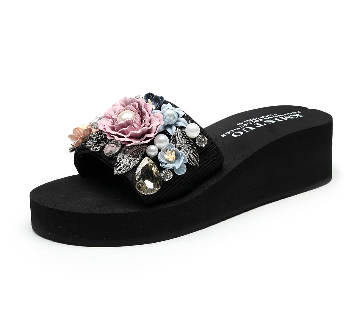 SHUJIN Torridity/тапочки «сделай сам»; повседневная женская обувь; коллекция года; Модные женские Вьетнамки; пляжная обувь на плоской подошве; низкий каблук 3, 5, 7 см - Цвет: heel height 5cm pink