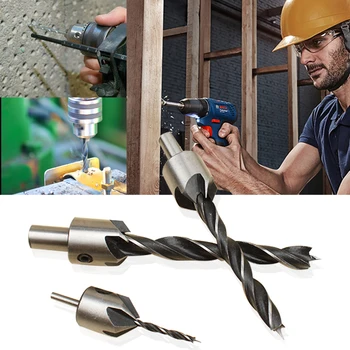 

4PCS HCS Drill Tool 5 Flute Countersink Drill Bit Set Woodworking Hole Drill Set Screw Woodworking Chamfer Tool 3-6mm z50