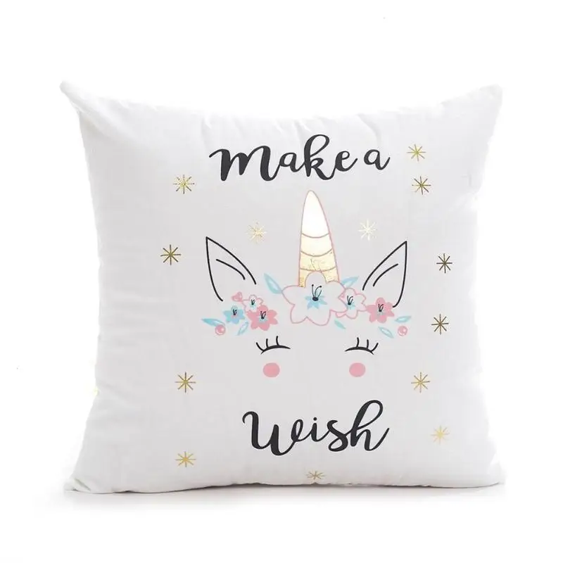 

45*45cm Unicorn Pillow Case Cushion Cover Sofa Chair Pillow Case Home Decoration Baby Shower Wedding Birthday Party Supplies