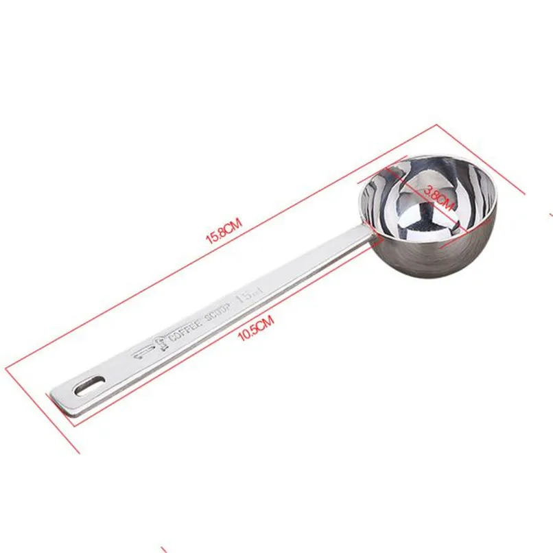 1PC Coffee Scoop Tablespoon exact 15ML Stainless Steel Measuring Coffee Spoon Long Handled Coffee Scoop coffee accessories D06 (3)
