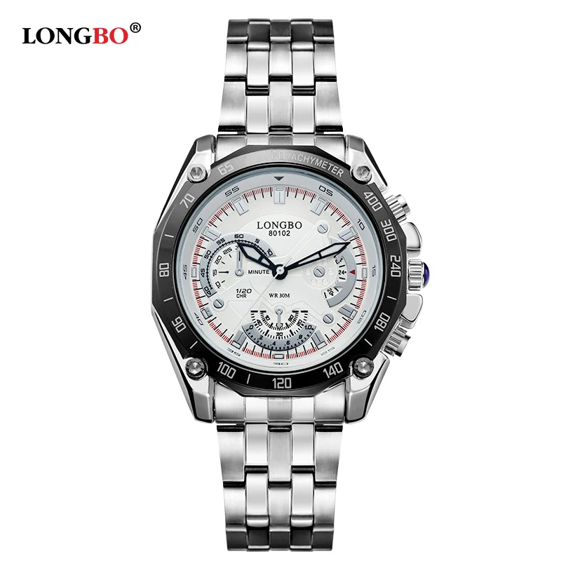 LONGBO 80102 relogio masculino армейские военные модные спортивные роскошные японские водонепроницаемые Стальные кварцевые часы