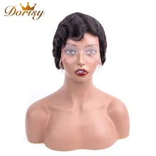 Short Human Hair Wigs 13*2 Lace Wig For Women Ocean Wavy Bob Human Hair Wigs Dorisy Non Remy Side Part Human Hair Wig cute fluffy short boy cut human hair side bang wig for women
