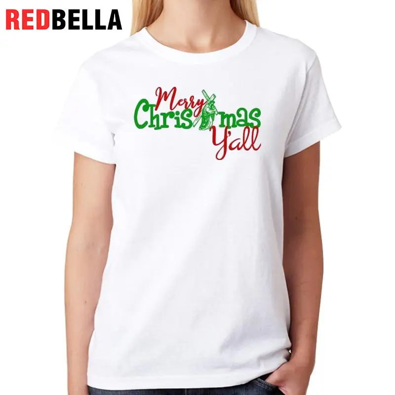 Redbella футболка vrouwen популярных Merry Рождество письма Смешные пародия панк Дизайн