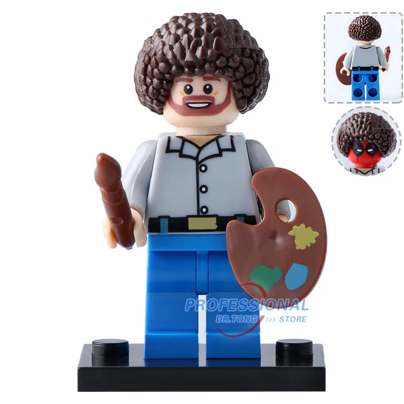 

20pcs/lot Super Heroes American Painter Bob Ross The Joy of Painting Bricks Building Blocks Bricks Toys Child Gifts KF982 WM619