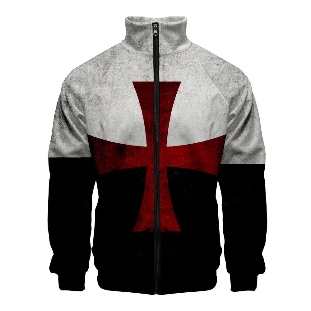 

2019 New movie Knights templar 3D Zipper Sweatshirt New Fashion Cool Spring Clothes stand collar Sweatshirt Plus size