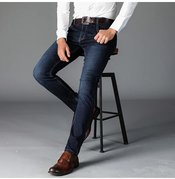 Осенние мужские модные мужские джинсы из хлопка деловые повседневные Стрейчевые узкие джинсы классические брюки джинсовые обтягивающие джоггеры брюки мужские