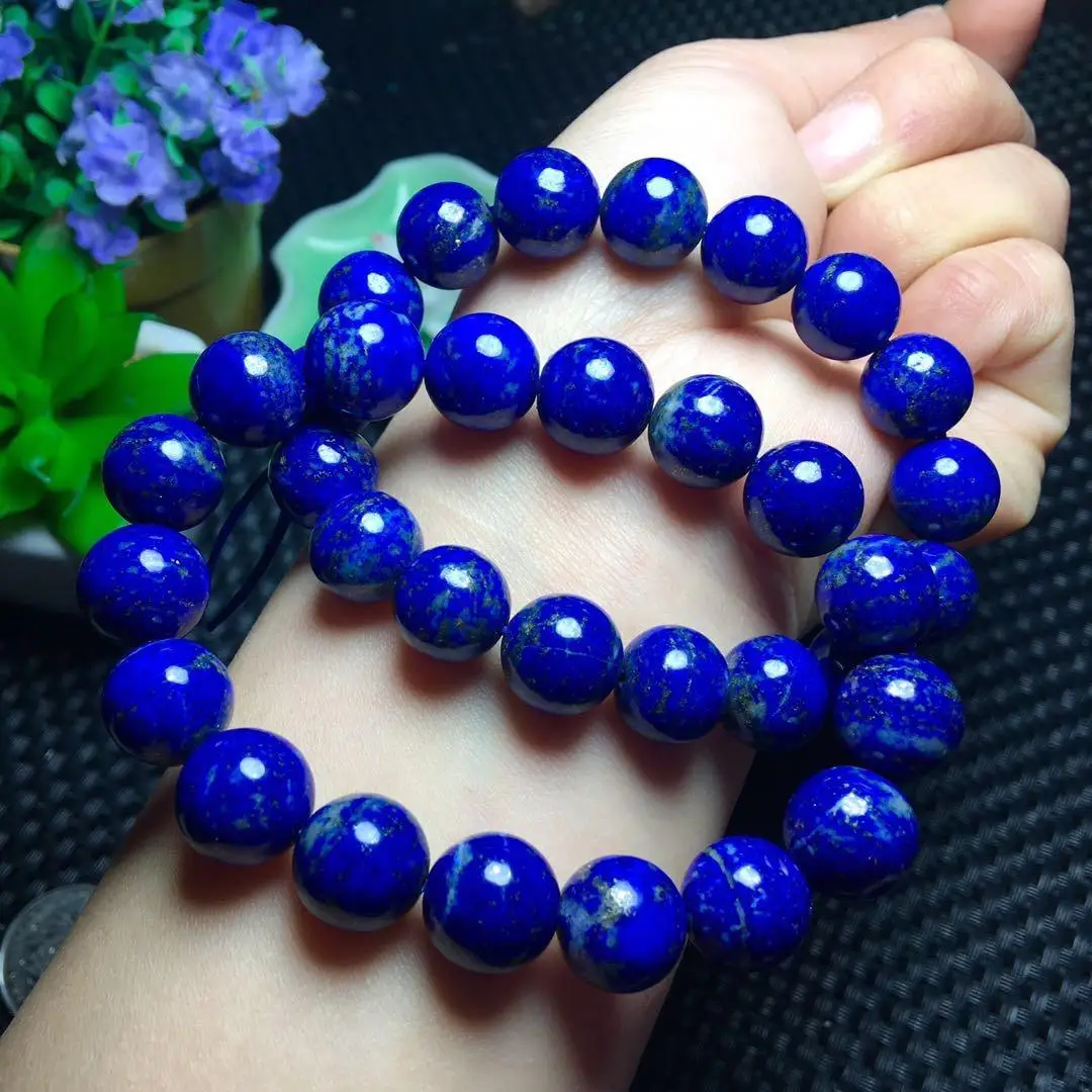 

Drop Shipping 100% Natural Royal Blue Lapis Bracelets Lazuli Gemstone 12.5-11.5mm Crystal Stretch Round Bead Bracelet Aaaaa