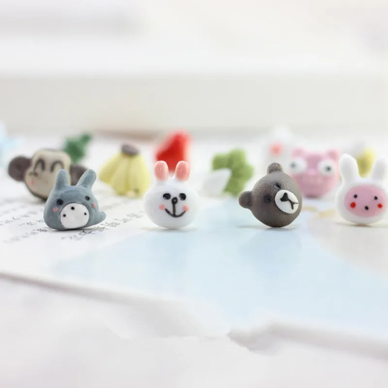 

Handmade Ceramic Cartoon Stud Earrings Hat Glove Seashell Pig Clouds Studs Plastic Ear Needle Cute Monkey Bee Bear Studs