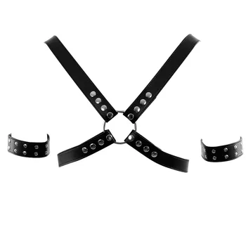 

Leather Harness Bra Fashion Strap Belt Punk Harajuku Adjustable Plus Size Metal Rivet Epaulett Festival Rave Dance Wear