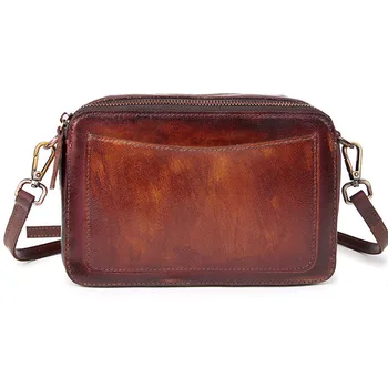 

Frauen Leder Kleine Platz Tasche Vintage Hit color Trend Casual Damen Satchel Erste Schicht Messenger Schultertasche Neue