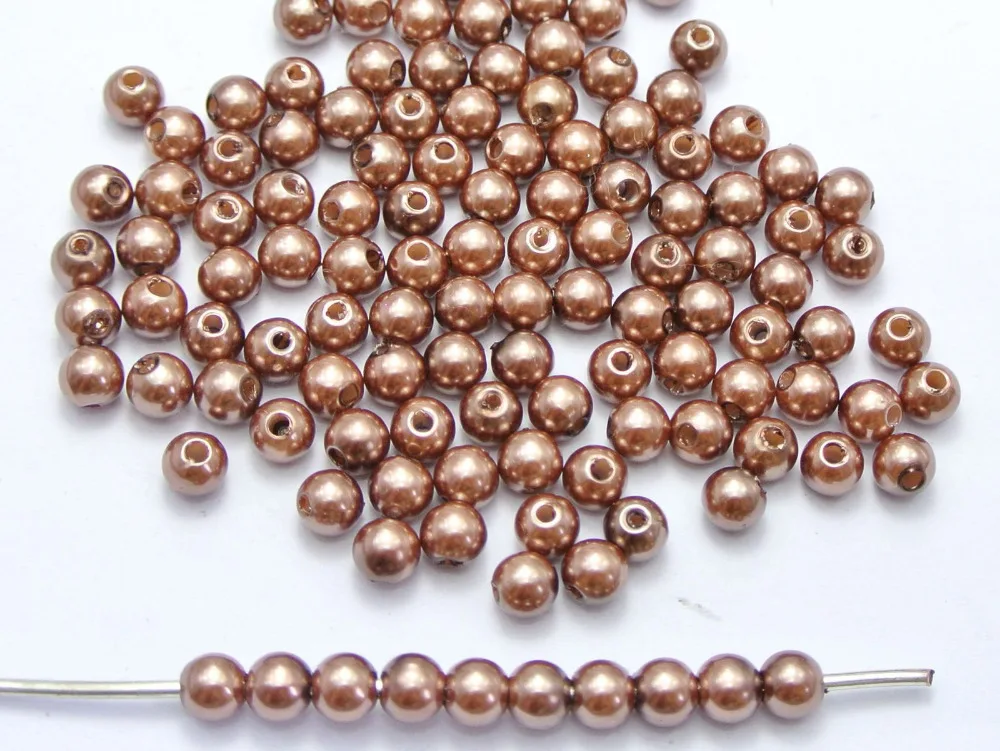 

500 Pcs 6mm Plastic Faux Pearl Round Beads Brown Imitation Pearl