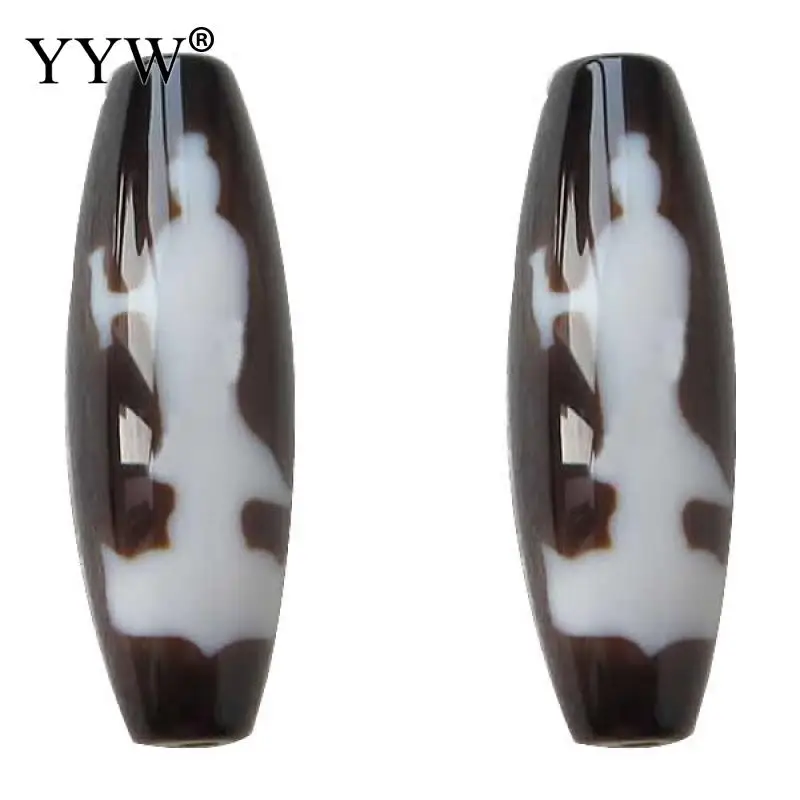 

Natural Tibetan Agate Dzi Beads for Jewelry Making Oval Kuanyin & two tone Grade AAA 12x38mm Hole:Approx 2mm