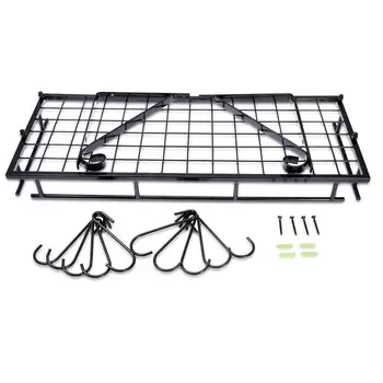 

Wire Rack Wall Mounted Pot Organizer Pot and Fan Rack Multipurpose Hanging Hooks Utensil Rack Cookware Organizer Rack