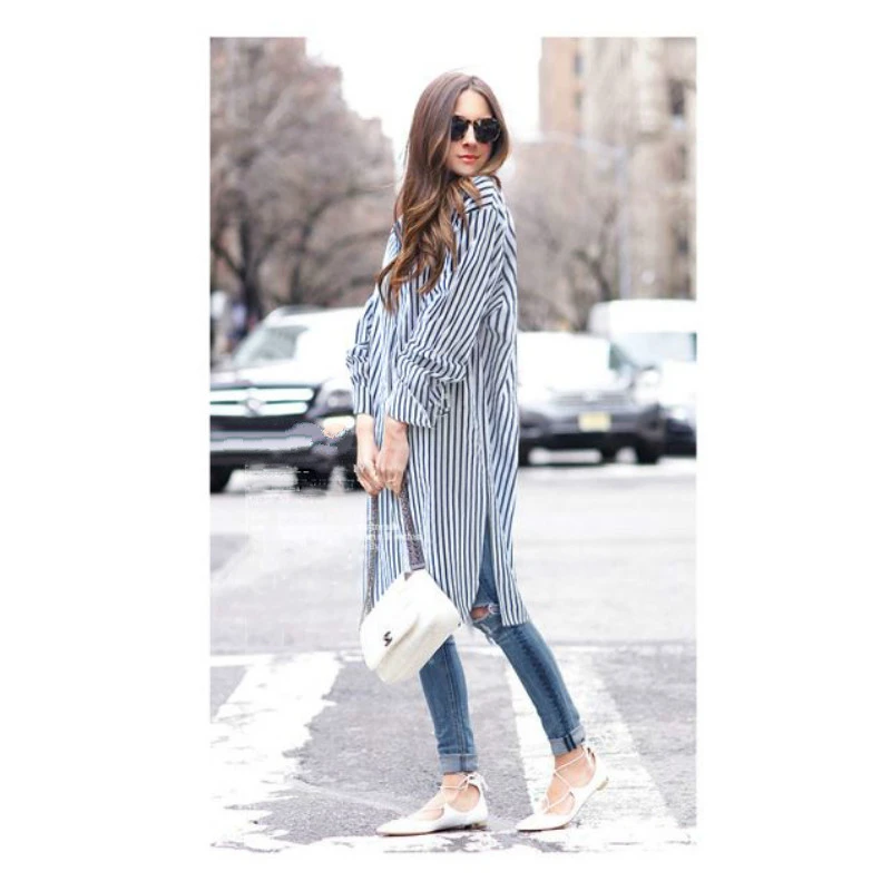 2019 spring Casual Long Sleeve blusas Plus Size Long Striped Shirt Women Tops kimono cardigan Oversized tunic Women Blouses 5XL