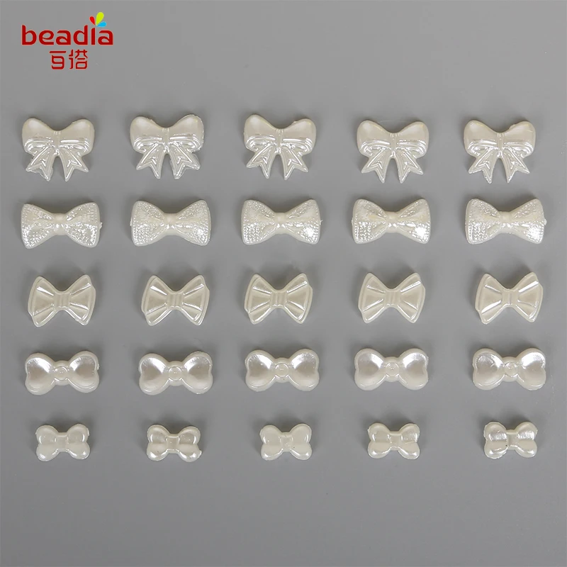 

Best Selling 20-100pcs/bag Flat Back Cabochon Imatation Plastic ABS Pearl Bow for DIYWedding And Clothing Decoration