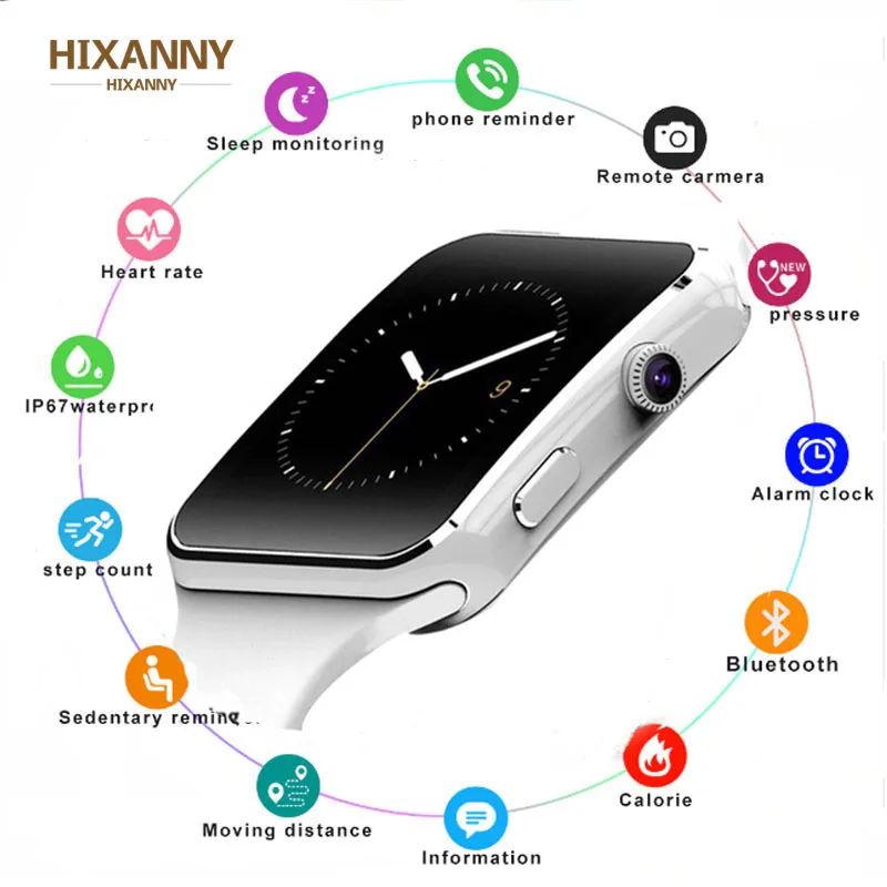 

2019 X6 Smart Watch with Camera Music Playing Support SIM TF Card for IOS Android Phone WristWatch Black White Smart Watch Men