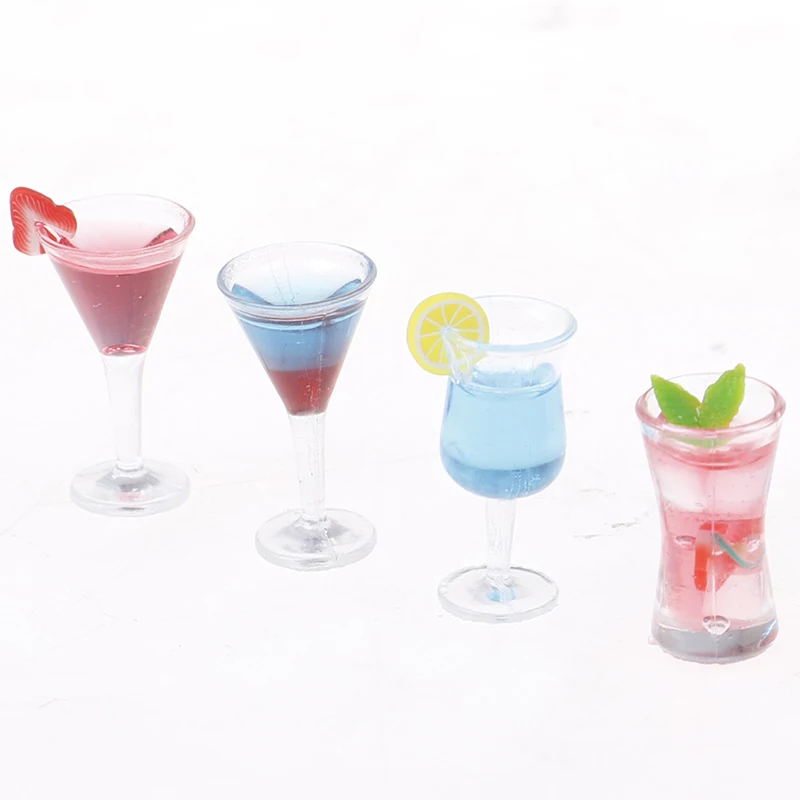

1:12 Doll House Colorful Glass Cup Goblet Bar Drinks Triangle Cocktail Glass Dollhouse Miniature Accessories