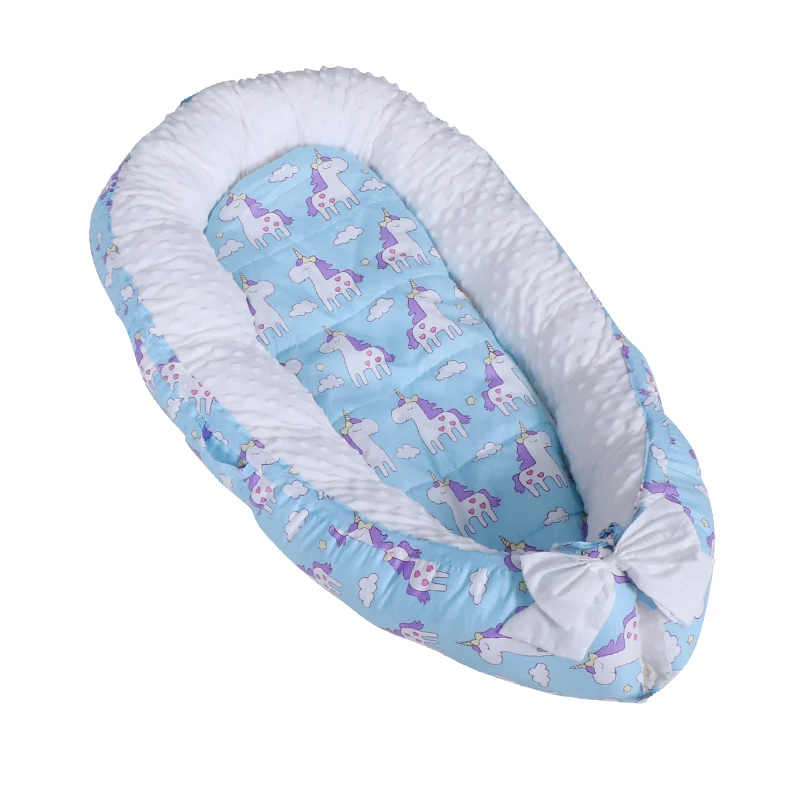 0-12 месяцев Portabel детское гнездо кровать для новорожденных молочная больница бионическая кровать детская кроватка для младенцев с бампером Bionic Cot матрас - Цвет: Blue unicorn