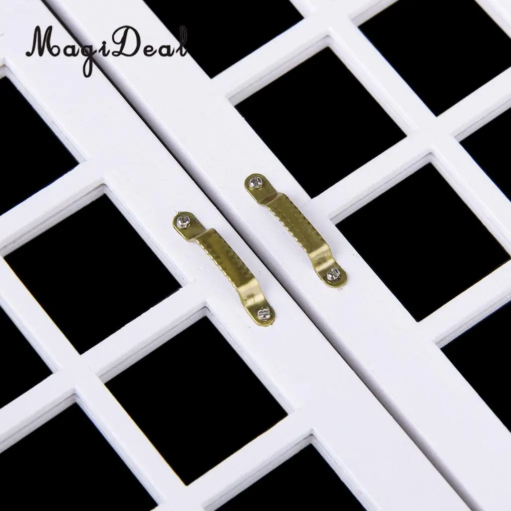 MagiDeal 1Set 1/12 Dollhouse Miniature Exterior Wooden French Door for Dolls House Bedroom Living Room Furniture Toy White