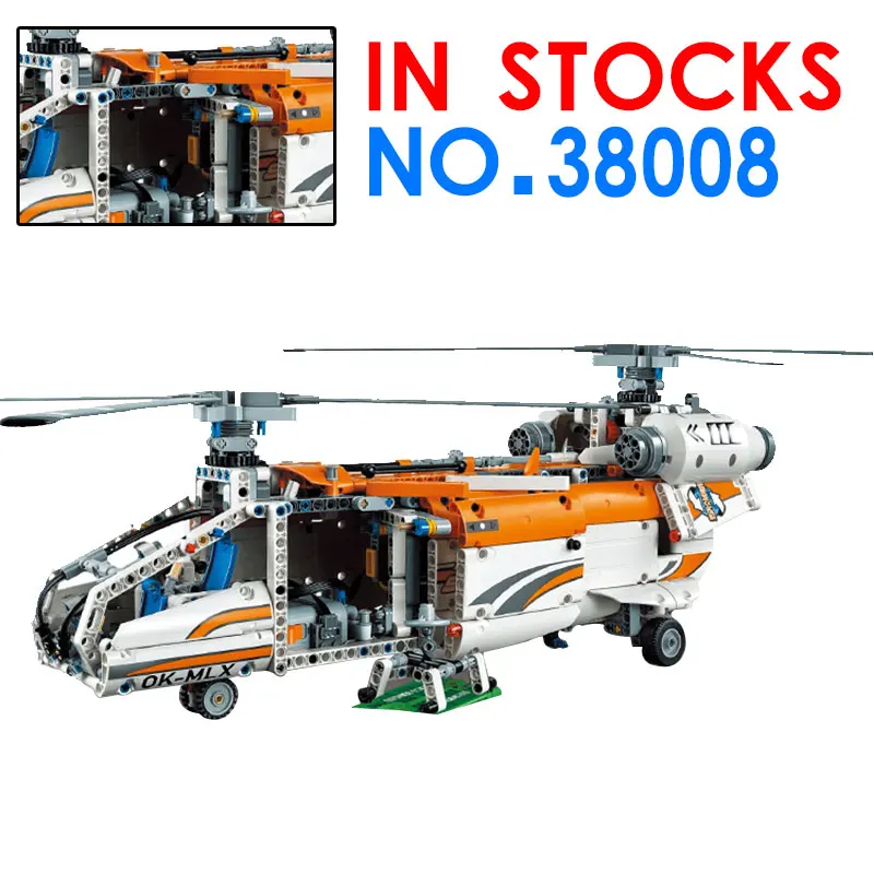 Legoings Technic Mechanical Group High Load Helicopter Lele 38008 1042 pcs Building Blocks With Legoing 42052 City Toys For Kids