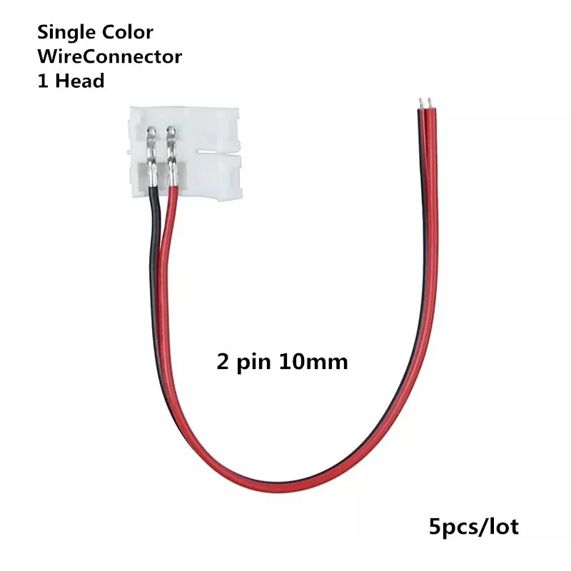 Разъем светодиодной ленты 8 мм 10 мм 2 Pin 4 Pin 3528 5050 провод RGB один цвет Solderless СВЕТОДИОДНЫЙ печатной платы провода коннекторы для сварки - Цвет: 2pin 10mm 1head Wire