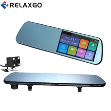 Relaxgo Touch Screen 4 3 Car DVR Dual Lens Rearview Mirror Car Camera Video Recorder Full