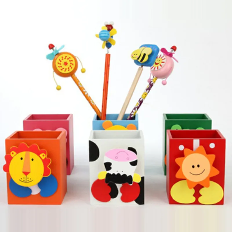 Cartoon Animal Eco Friendly Wooden Pen Vase Pencil Pot Cartoon Animal Eco Friendly Wooden Pen Vase Pencil Pot