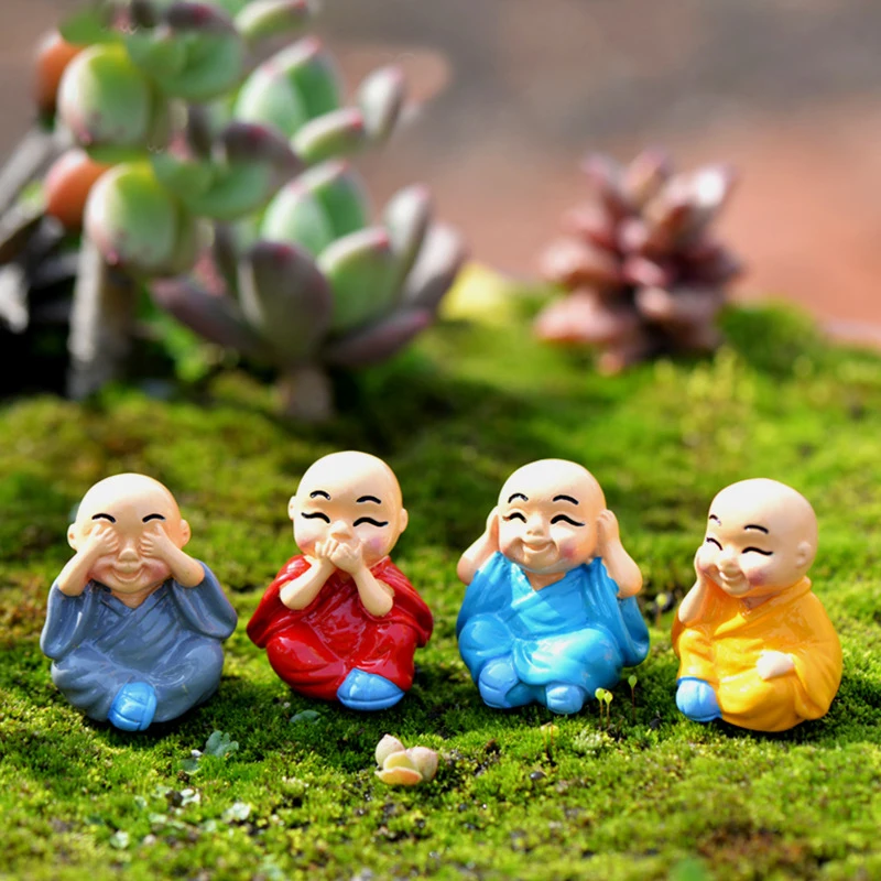 Tanio 4 sztuk miniaturowe mnichów figurka Bonsai dekoracji Mini ogród
