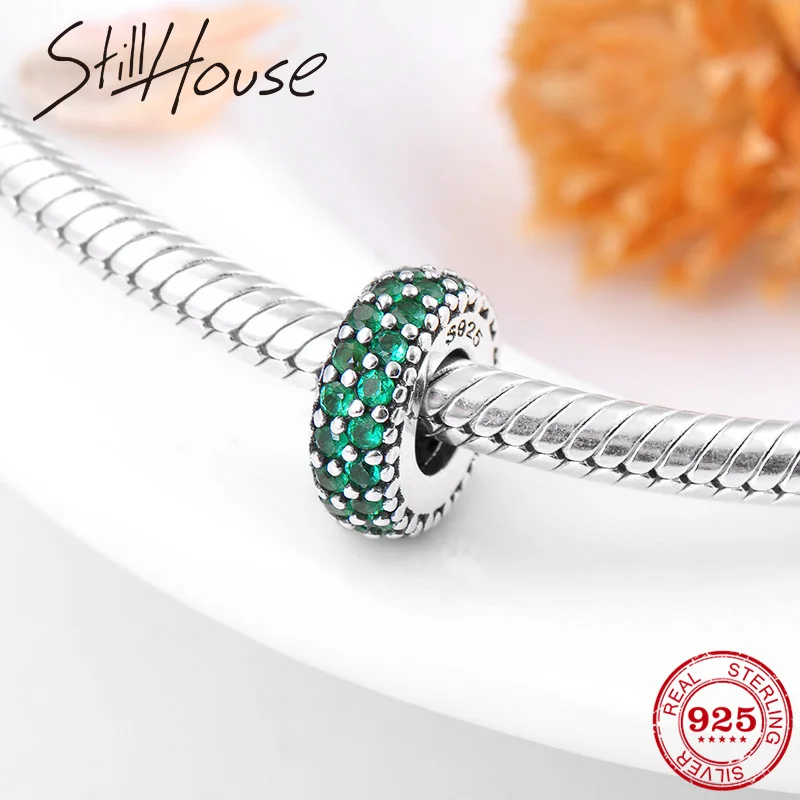 

Authentic 925 Sterling Silver Attractive Green CZ Spacer Charms Beads Fit Original Pandora Charm Bracelet Jewelry Making