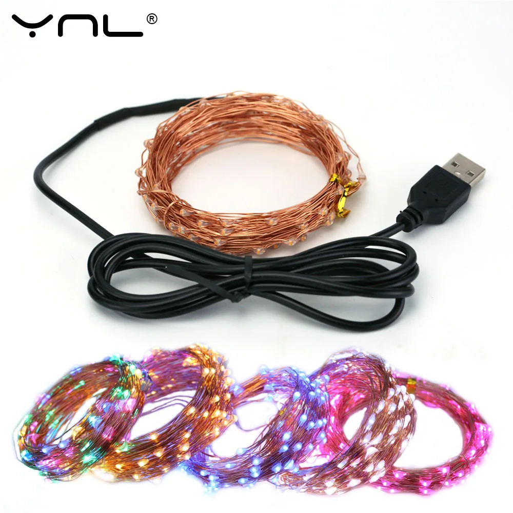 Рождественская светодиодная RGB лента с USB гирлянда медным проводом 10 м 100