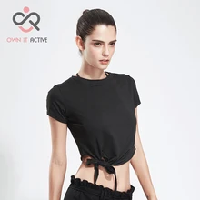 Черный Для женщин Рубашки Йоги Спортивные Фитнес короткий рукав Футболка Свободные быстросохнущая белый Футболки для девочек верхняя одежда P011