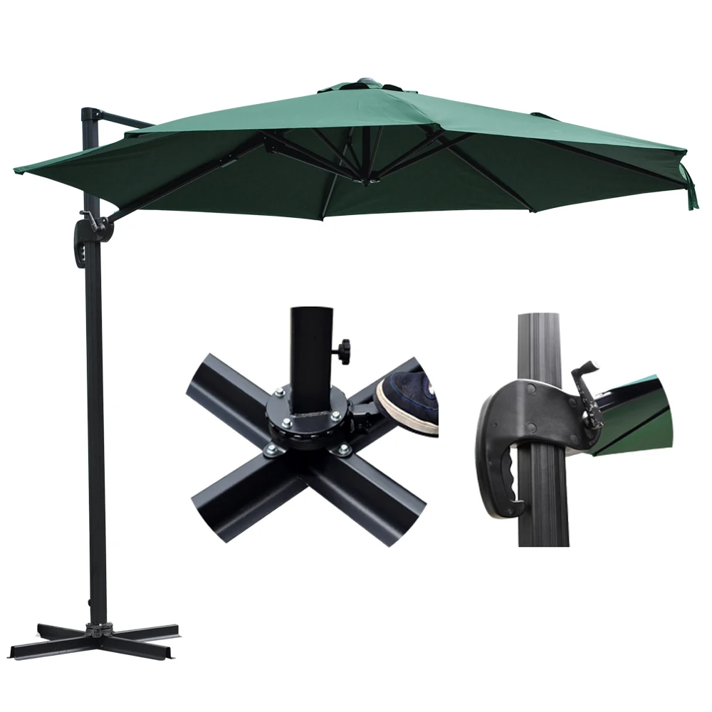 Yescom 10 Ft Offset Outdoor Patio Umbrella Hanging Cantilever Market Umbrella With Crank Pedal Control Green Aliexpress