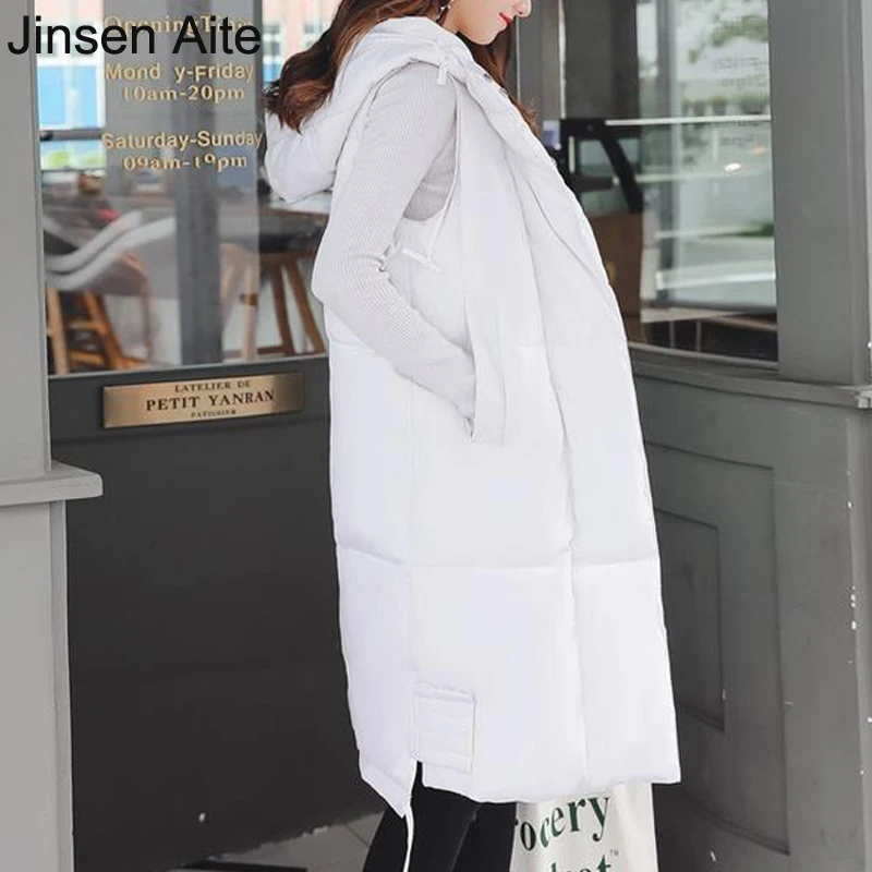 

Jinsen Aite XL-5XL Plus Size Winter Vest Women 2018 New Sleeveless Cotton Long Feminino Waistcoat Vest Slim Outwear Jacket JS684