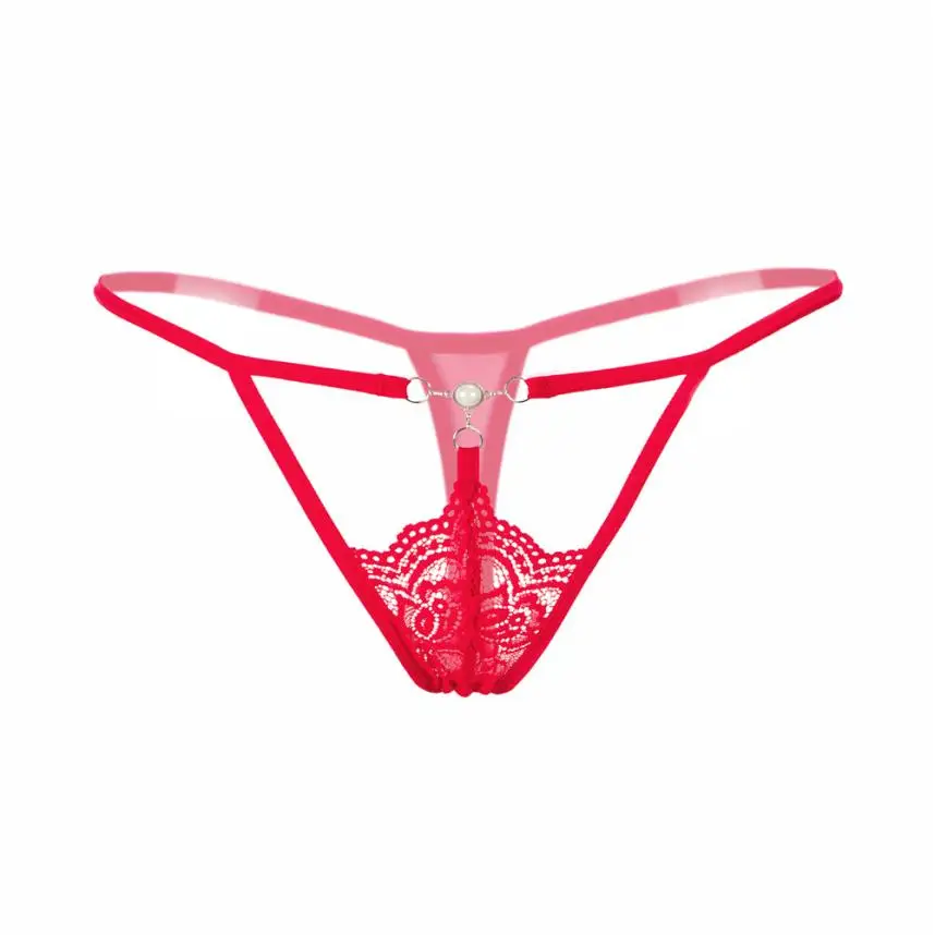 Женские сексуальные трусики, кружевные жемчужные трусики с низкой талией, бесшовные трусы, нижнее белье, Прямая поставка, высокое качество, WOct31 - Цвет: Красный