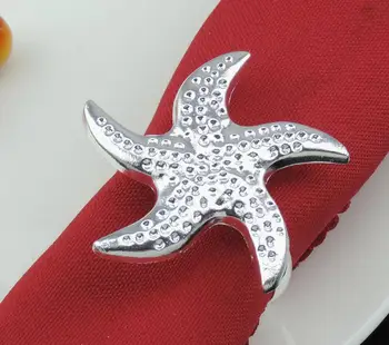 

12pcs Alloy Silver plated Starfish Napkin Ring Serviette Buckle Holder Hotel Wedding Party Favour Decoration