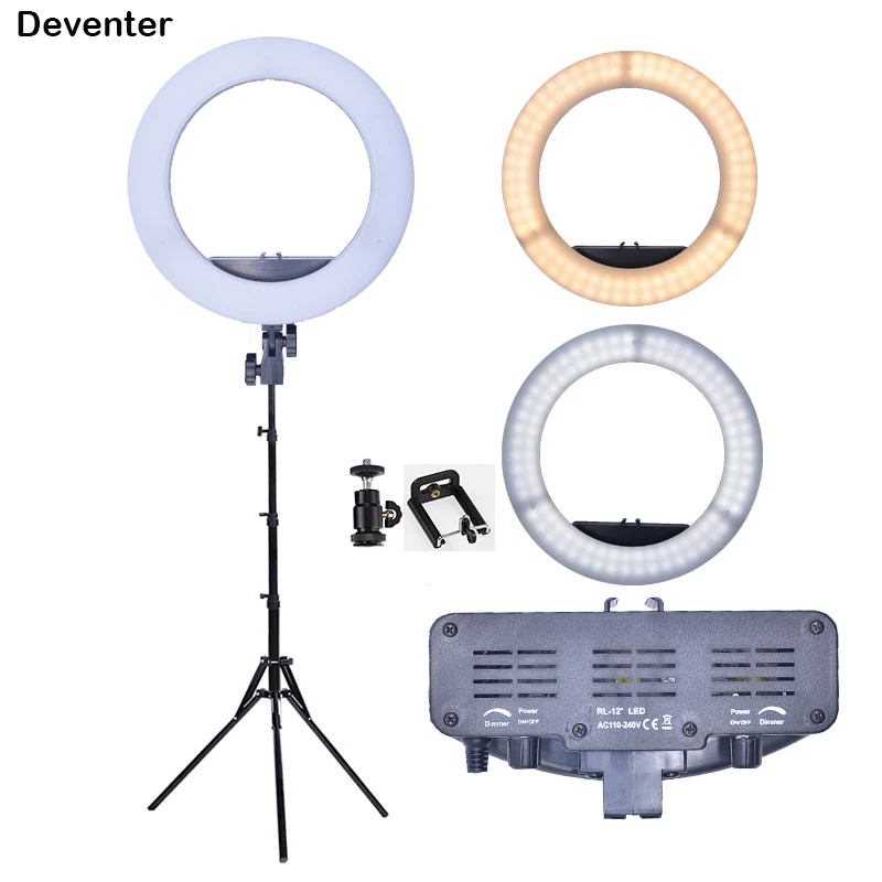 

Dual Control Photo Studio Ring Light 55W 240 LED Dimmable 3200-5500K Photographic Lighting Video Host YouTube Makeup Fill Light