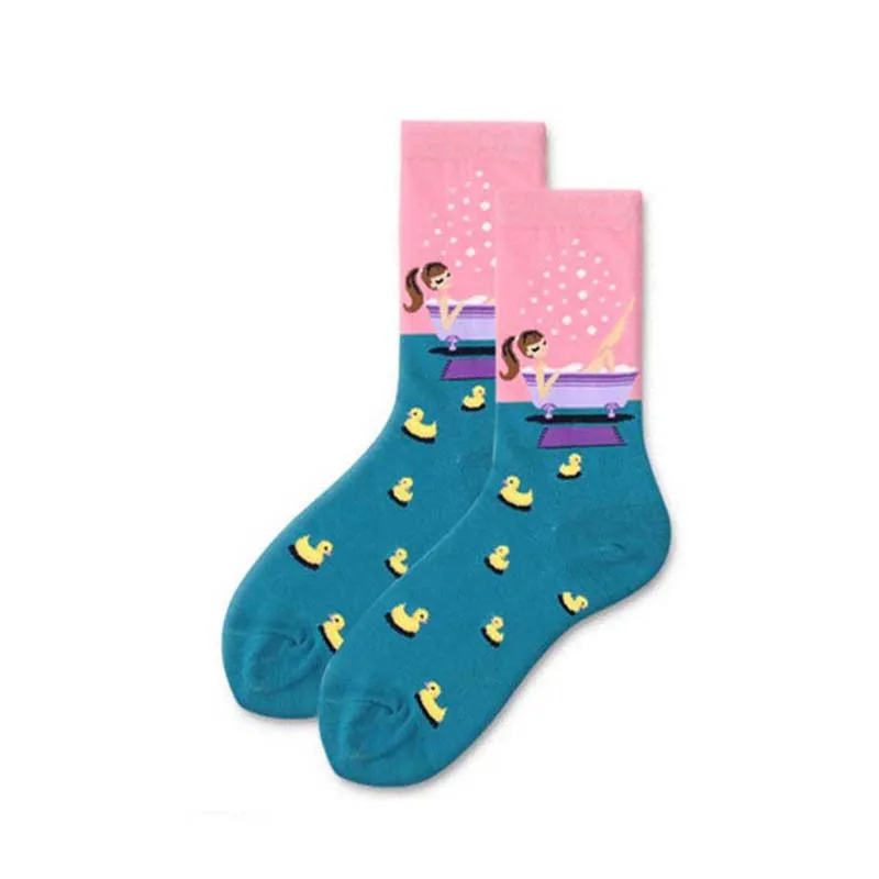 [COSPLACOOL]Women's Korean Fresh Harajuku Cute Socks Cartoon Animals Fish/Pug Kawaii Meias Creative Jacquard Design Funny Socks