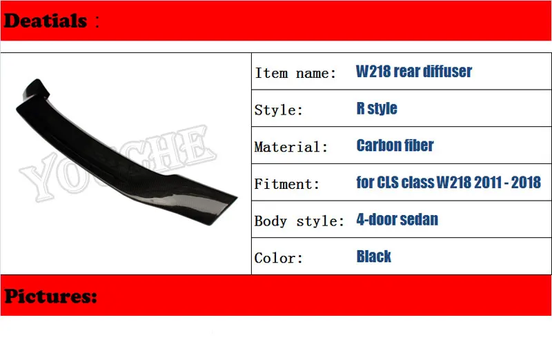 C218 R Style Rear Trunk Wing for Mercedes CLS W218 Sedan CLS350 CLS400 CLS500 2011- Carbon Fiber Spoiler