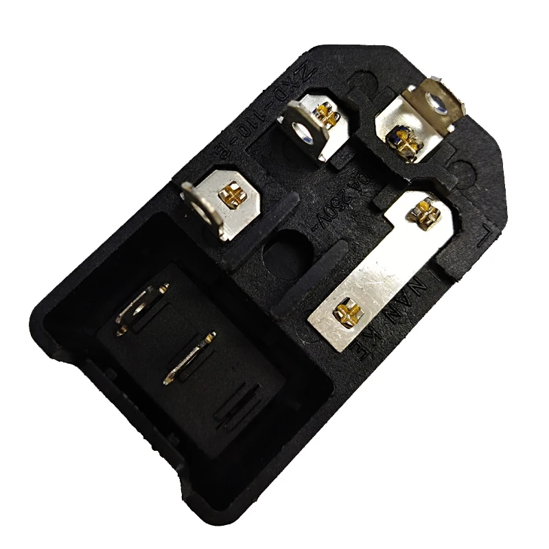 IEC320 C14 AC 250 В/10A Разъем питания с держателем предохранителя черный 2Pin