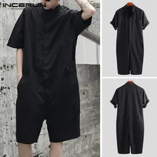 INCERUN мужские комбинезоны карго Свободный комбинезон с коротким рукавом цельный комбинезон в стиле панк Модные мужские парные комбинезоны брюки уличная одежда