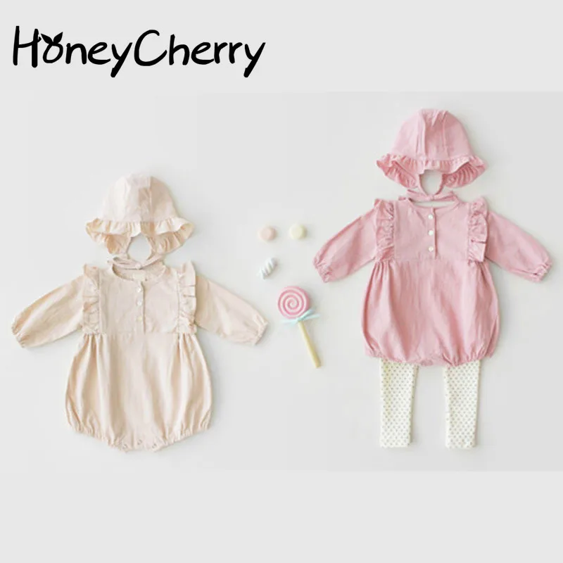 

2019 Spring Baby Bodysuit Butterfly Shoulders Long Sleeved Uniforms Girls Bags Farts Clothes Baby Bodysuits