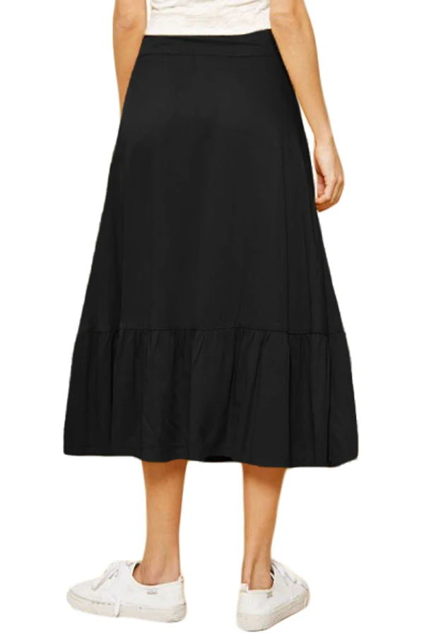 Lace-up-High-Waist-Black-Ruffle-Hem-A-line-Skirt-LC65100-2-2