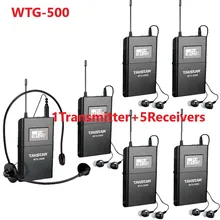 Takstar WTG-500/WTG500 UHF беспроводная акустическая система передачи диапазон до 100 м 1 передатчик+ 5 приемников+ микрофон+ 5 наушников