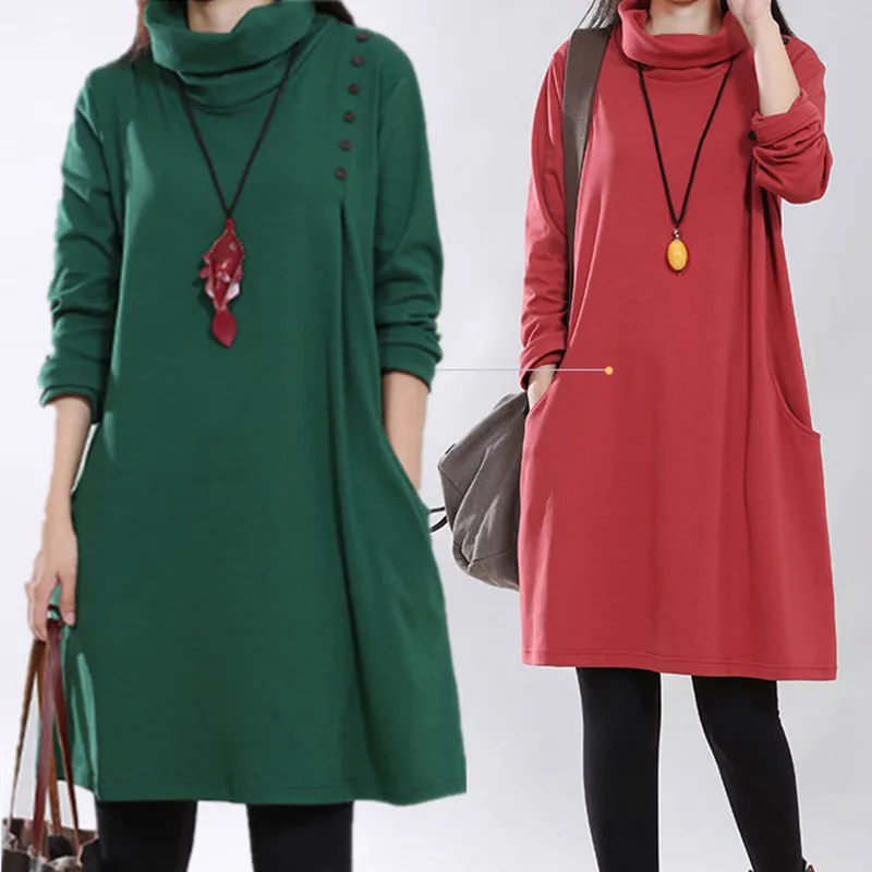 High Neck Knitted Cotton Maternity Dress 2017 Spring Fashion Long